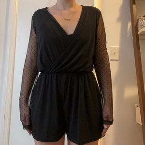 BCBG Black Romper with Mesh Sleeves